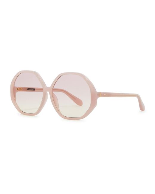 Linda Farrow Pink Paloma Oversized Round-frame Sunglasses