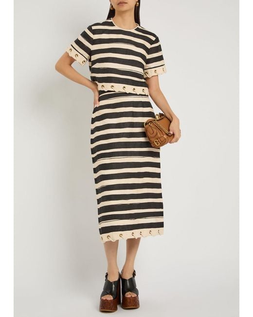 Zimmermann Black Rebellion Striped Linen Crop Top