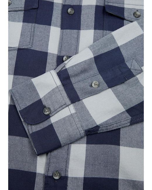 PAIGE Blue Everett Checked Flannel Shirt for men