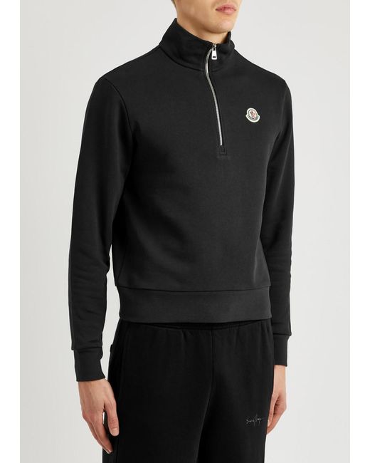 Moncler Black Half-zip Cotton Sweatshirt for men