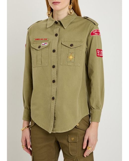 Isabel Marant Green Umberta Appliquéd Twill Shirt