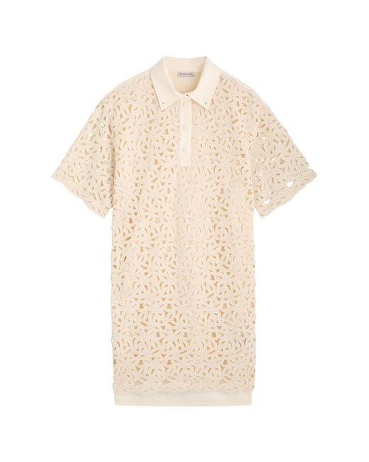 Moncler Natural Embroidered Cotton Mini Shirt Dress