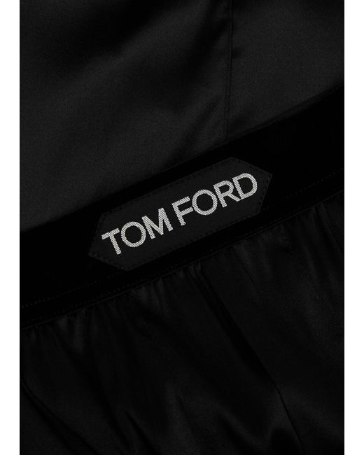 Tom Ford Black Stretch Silk Satin Pyjama Trousers In for men