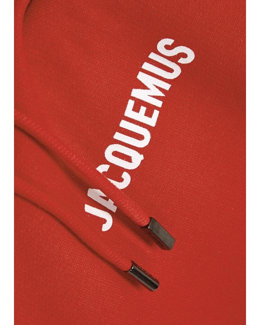 Jacquemus Red Hooded Logo Cotton Sweatshirt