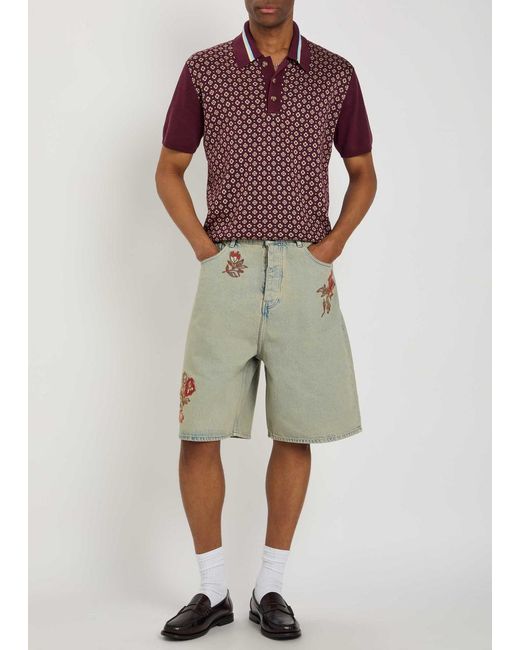 Drole de Monsieur Gray Dusty Brodé Fleurs Embroidered Shorts for men