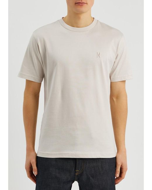 Norse Projects White Johannes Logo-embroidered Cotton T-shirt for men