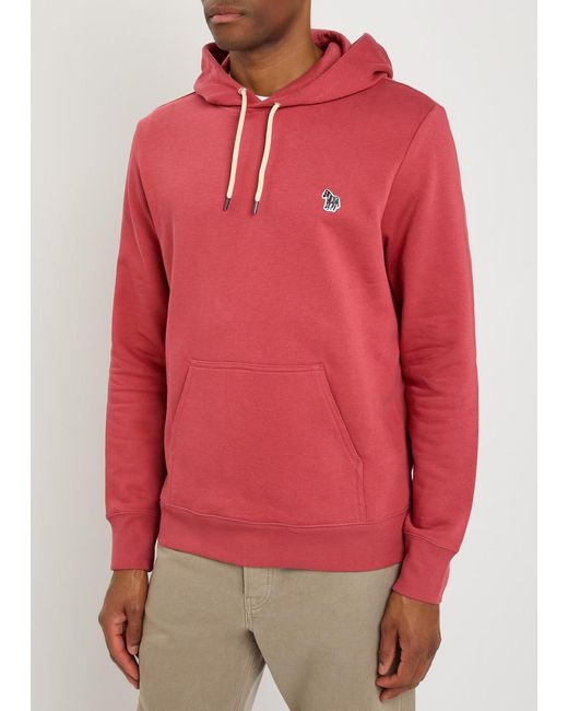 Paul Smith Red Appliquéd Hooded Cotton Sweatshirt for men