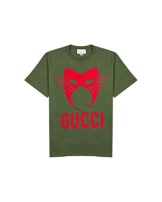 Gucci Green Manifesto Mask-print Cotton-jersey T-shirt for men