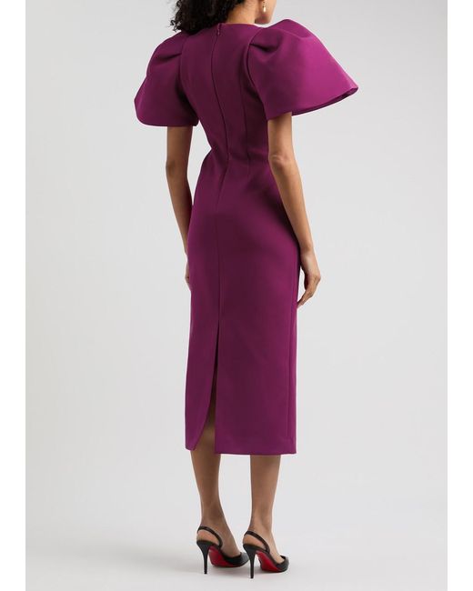 Solace London Purple Lora Crepe Midi Dress
