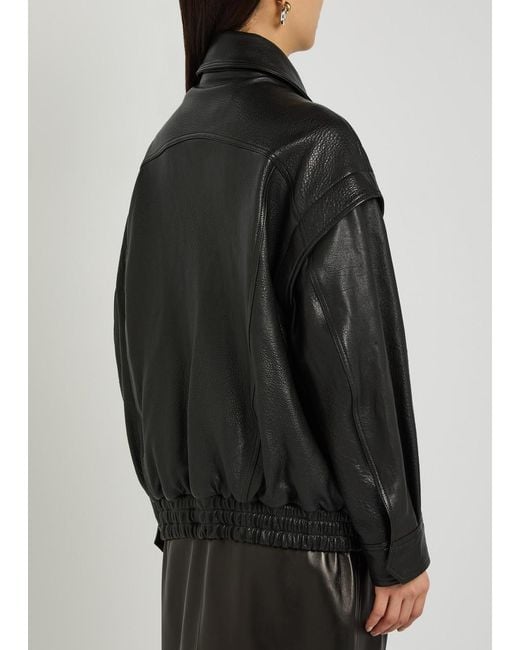 Nour Hammour Black Micah Grained Leather Jacket