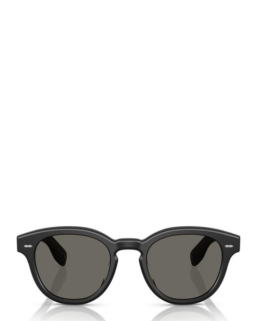 Oliver Peoples Black Cary Grant Sun Round-Frame Sunglasses for men