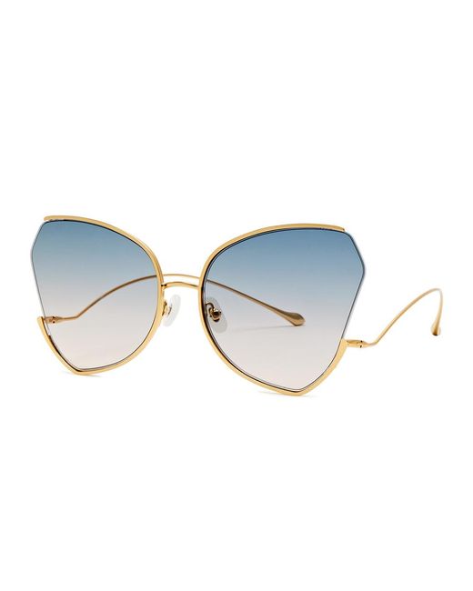 For Art's Sake Blue Watercolour 18kt Gold-plated Oversized Sunglasses