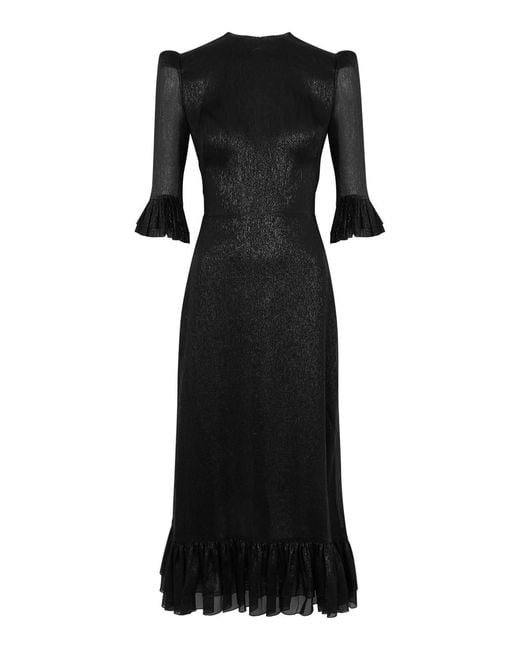 The Vampire's Wife Black The Falconetti Silk-Blend Lamé Midi Dress