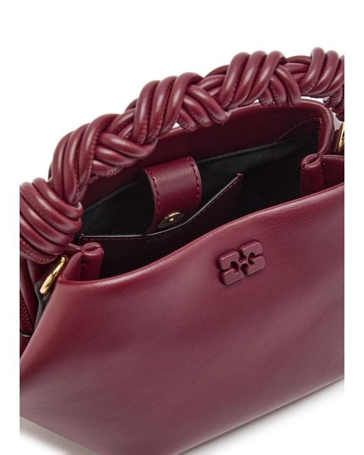 Ganni Purple Bou Mini Leather Top Handle Bag