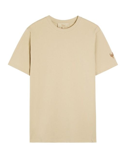 Now You Live Natural Arensby Logo-Embroidered Cotton T-Shirt for men