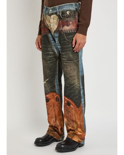 Acne Blue 2010 Printed Straight-Leg Jeans for men