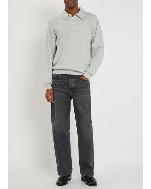 Les Deux Gray Ben Melange Cotton-Blend Polo Jumper for men