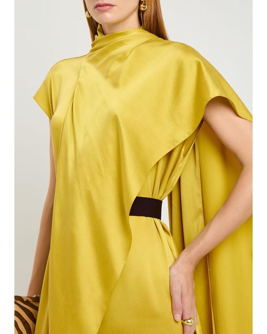 Roksanda Yellow Lysar Asymmetric Draped Silk Gown