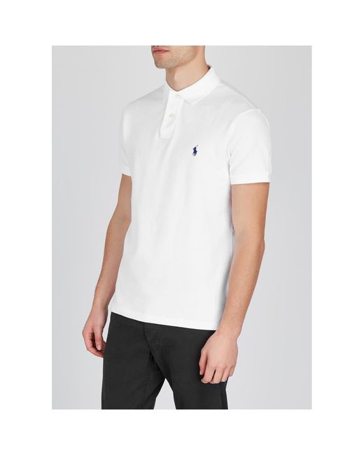 Polo Ralph Lauren White Slim Piqué-Cotton Polo Shirt for men