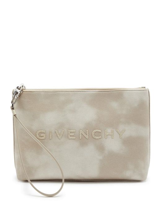 Givenchy Gray Logo-embroidered Canvas Cosmetics Pouch