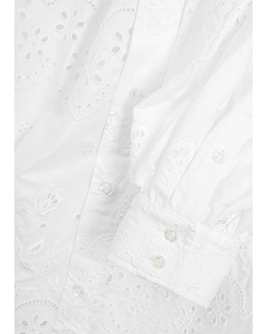 Simone Rocha White Broderie Anglaise Cotton Shirt Dress