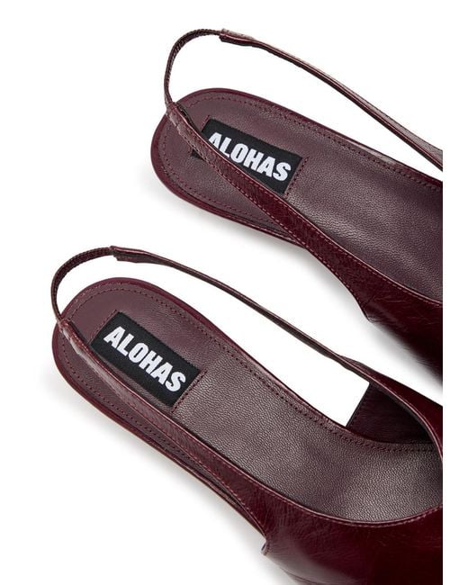 Alohas Brown Eros 45 Glossed Leather Slingback Pumps