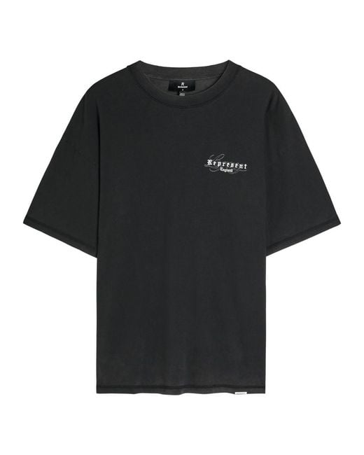 Represent Black Legacy Overprint Logo Cotton T-Shirt for men