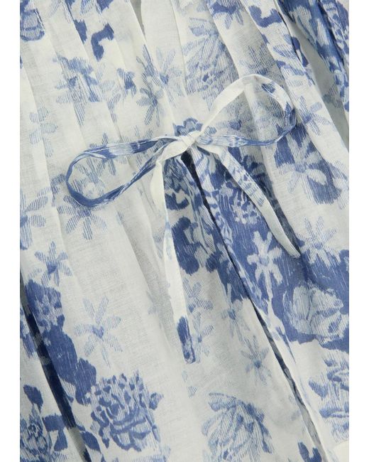Desmond & Dempsey Blue Flowers Of Time Cotton Pyjama Set