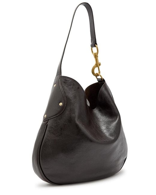 Mulberry Black Hackney Glossed Grained Leather Shoulder Bag