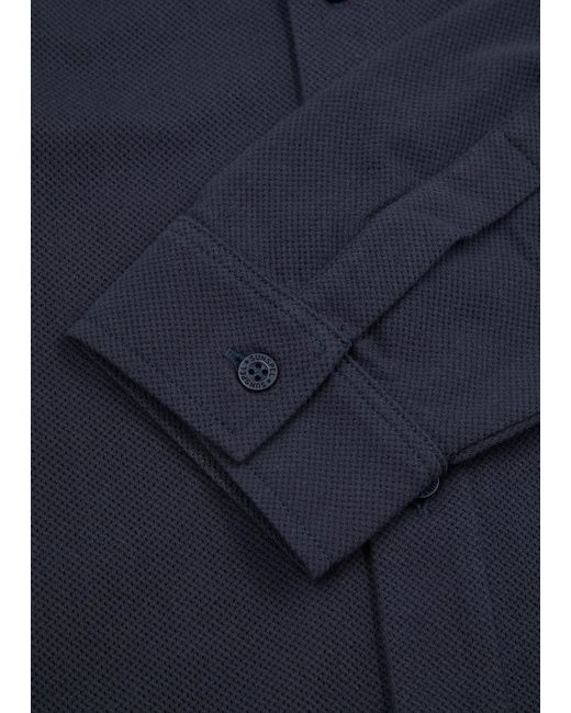 Sunspel Blue Riviera Piqué Cotton Shirt for men