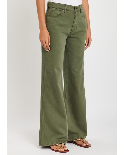 Veronica Beard Green Kasey Wide-Leg Jeans