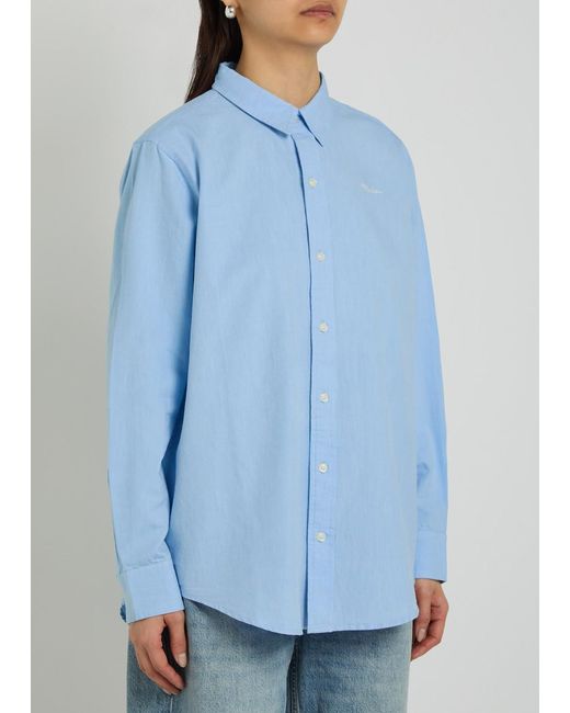 Mother Blue The Bestie Logo-Embroidered Cotton Shirt
