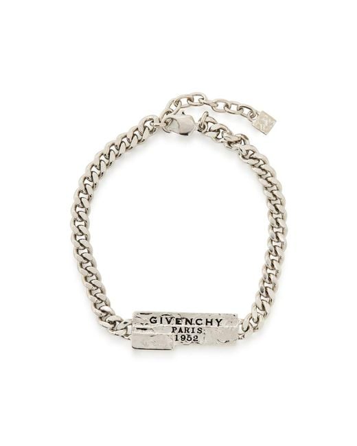 Givenchy Metallic Tape Designer-Engraved Chain Bracelet for men