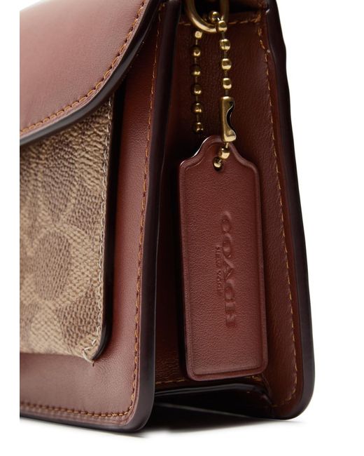 COACH Brown Tabby Panelled Leather Wallet-on-chain