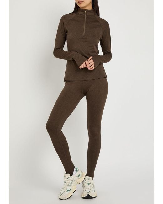 Varley Brown Always Warm Half-Zip Stretch-Jersey Top