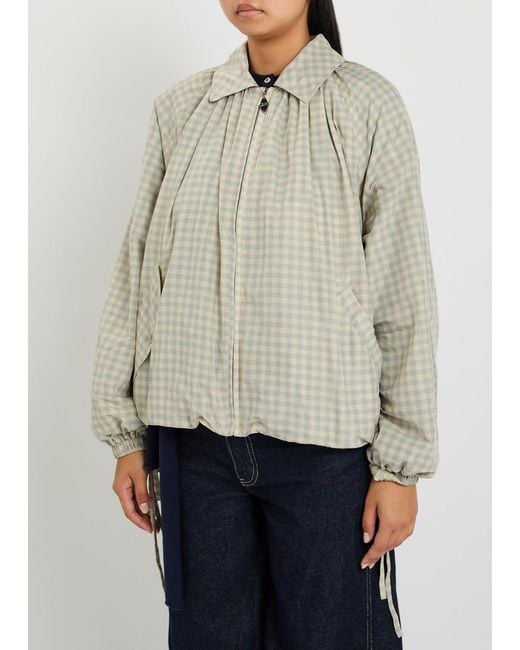 Damson Madder Natural Lailah Gingham Woven Bomber Jacket