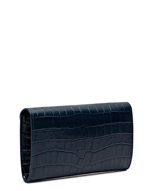 Victoria Beckham Blue Crocodile-effect Leather Wallet-on-chain
