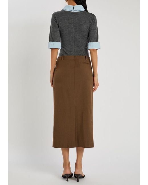 Staud Multicolor Geo Layered Woven Midi Dress