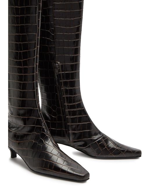 Totême Black Totême 40 Crocodile-effect Leather Knee-high Boots