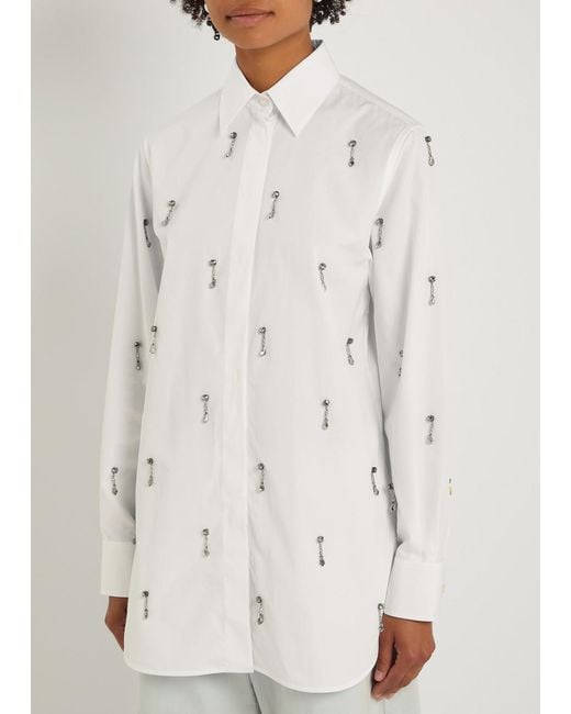 Stella McCartney Natural Crystal-Embellished Cotton-Poplin Shirt
