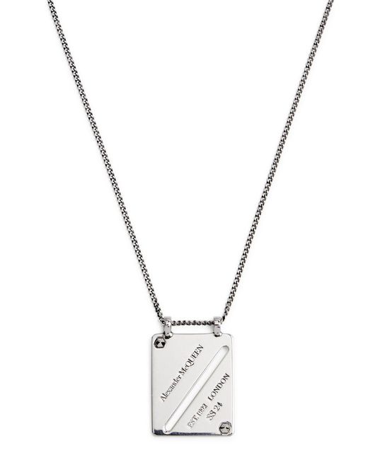 Alexander McQueen Metallic Identity Tag Engraved Necklace for men