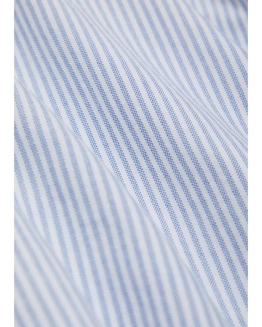Percival White Striped Cotton Oxford Shirt for men