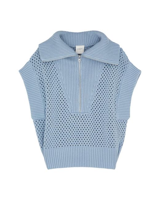 Varley Blue Mila Open-Knit Cotton Vest
