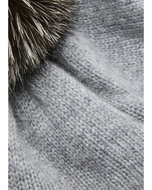 Inverni Gray Pompom Wool And Cashmere-blend Beret