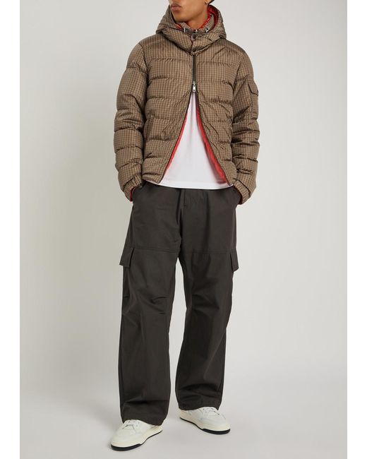 Moncler Brown Jonage Houndstooth Quilted Shell Jacket for men