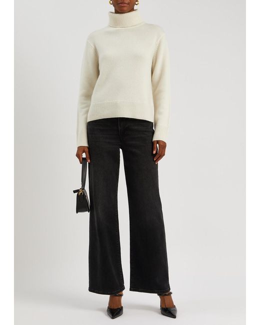 FRAME White Roll-neck Cashmere Jumper