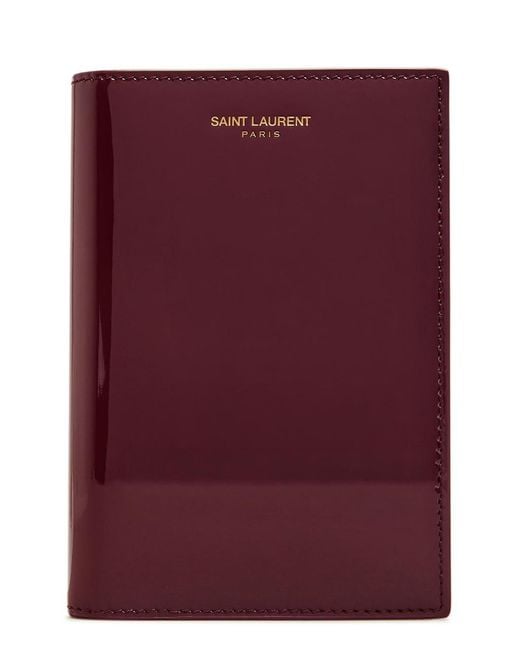Saint Laurent Purple Logo-Stamped Patent Leather Passport Holder