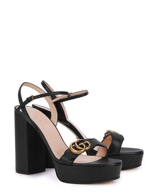 Gucci Black Platform Sandal With Double G