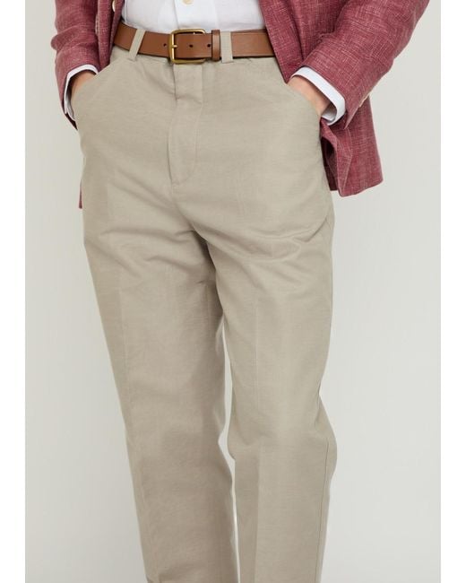 Brunello Cucinelli Natural Cotton And Linen-Blend Trousers for men