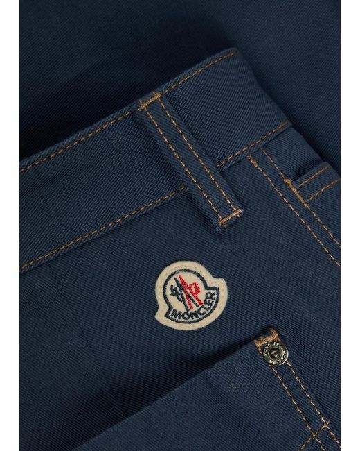 Moncler Blue Wide-Leg Cotton And Linen-Blend Shorts for men